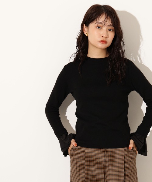 N.(N. Natural Beauty Basic)(エヌエヌナチュラルビューティーベーシック)の「カフスドッキングニット(ニット/セーター・レディース・オフホワイト/グレー/ブラック・MEDIUM)」の18枚目の写真