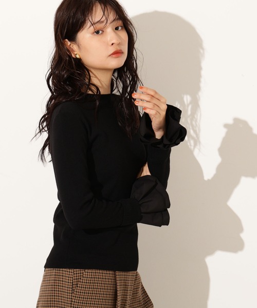 N.(N. Natural Beauty Basic)(エヌエヌナチュラルビューティーベーシック)の「カフスドッキングニット(ニット/セーター・レディース・オフホワイト/グレー/ブラック・MEDIUM)」の20枚目の写真