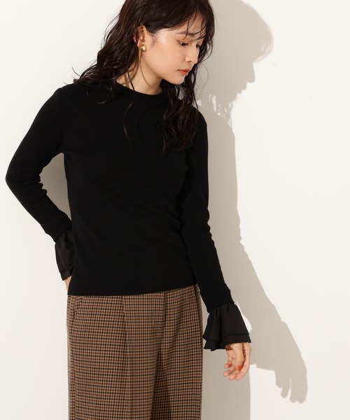 N.(N. Natural Beauty Basic)(エヌエヌナチュラルビューティーベーシック)の「カフスドッキングニット(ニット/セーター・レディース・オフホワイト/グレー/ブラック・MEDIUM)」の21枚目の写真