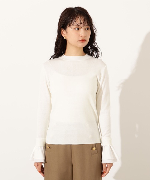 N.(N. Natural Beauty Basic)(エヌエヌナチュラルビューティーベーシック)の「カフスドッキングニット(ニット/セーター・レディース・オフホワイト/グレー/ブラック・MEDIUM)」の11枚目の写真