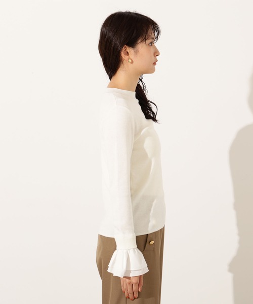 N.(N. Natural Beauty Basic)(エヌエヌナチュラルビューティーベーシック)の「カフスドッキングニット(ニット/セーター・レディース・オフホワイト/グレー/ブラック・MEDIUM)」の12枚目の写真