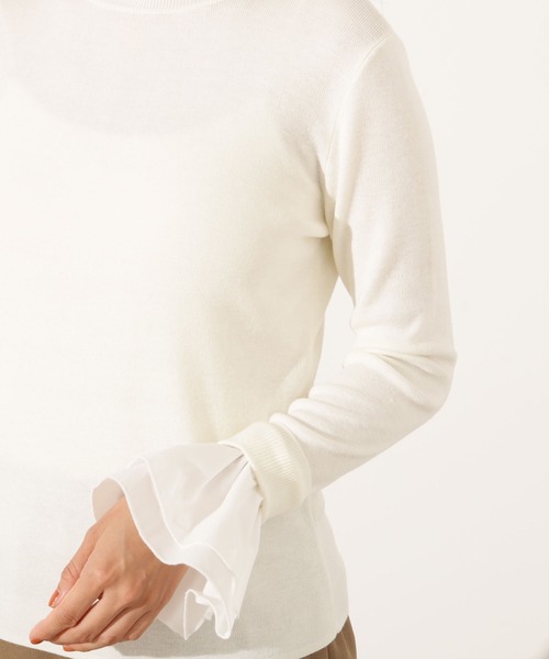 N.(N. Natural Beauty Basic)(エヌエヌナチュラルビューティーベーシック)の「カフスドッキングニット(ニット/セーター・レディース・オフホワイト/グレー/ブラック・MEDIUM)」の15枚目の写真