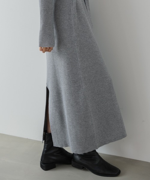Bab（バブ）の「【選べるサイズ展開】レイヤード風ウエスト結びリブニットワンピース（ワンピース・レディース・グレー/ブラック/モカ・S/M/L）」の19枚目の写真