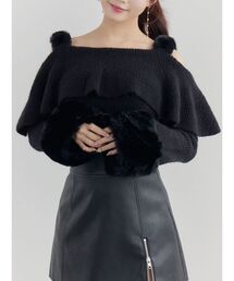 EATME | フェイクファーストラップオフショルダーリブニット(ニット/セーター)