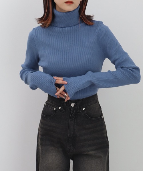 NOGLE（ノグル）の「【NOGLE/ノグル】リブタートルニット（ニット/セーター・レディース・ブラック系/イエロー/ライトグレー/ブラウン/レッド/アイボリー/ブラック/グレイッシュベージュ/オリーブ/グレー/アイボリー系/ブルー・FREE）」の10枚目の写真