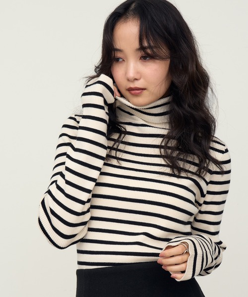 NOGLE（ノグル）の「【NOGLE/ノグル】リブタートルニット（ニット/セーター・レディース・ブラック系/イエロー/ライトグレー/ブラウン/レッド/アイボリー/ブラック/グレイッシュベージュ/オリーブ/グレー/アイボリー系/ブルー・FREE）」の15枚目の写真