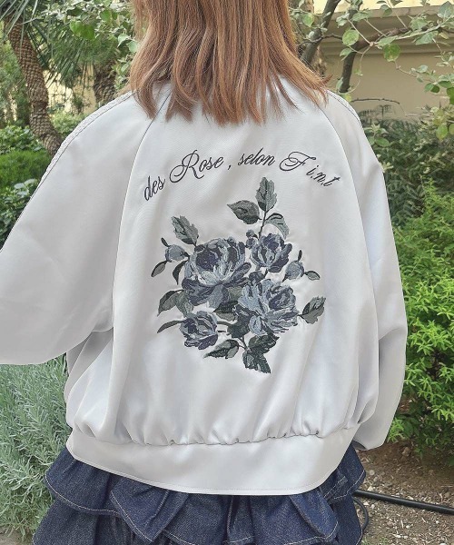 F i.n.t（フィント）の「バックローズ刺繍サテンブルゾン（ブルゾン