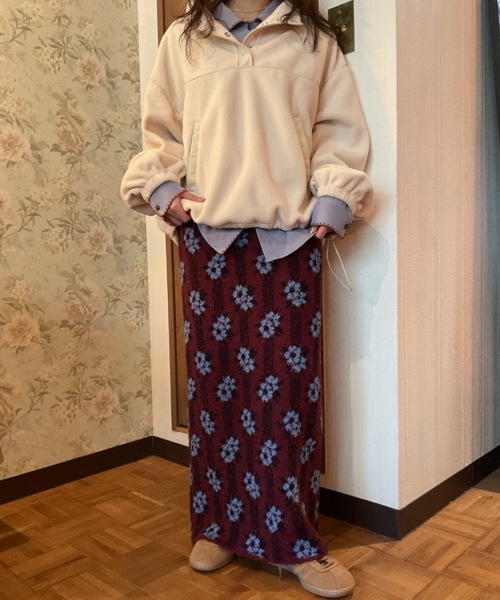 Unitage（ユニテージ）の「ハーフ釦フリーストップス（スウェット・レディース・アイボリー/ブラウン・FREE）」の9枚目の写真