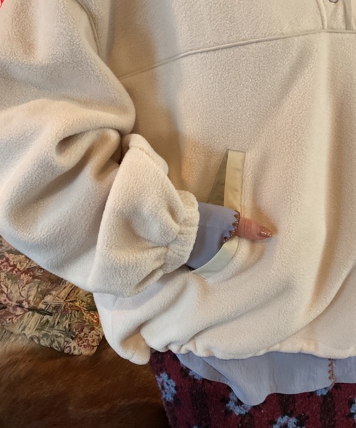 Unitage（ユニテージ）の「ハーフ釦フリーストップス（スウェット・レディース・アイボリー/ブラウン・FREE）」の7枚目の写真