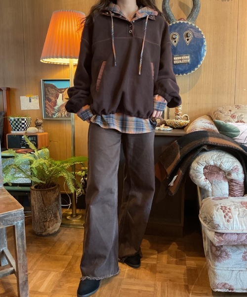 Unitage（ユニテージ）の「ハーフ釦フリーストップス（スウェット・レディース・アイボリー/ブラウン・FREE）」の18枚目の写真