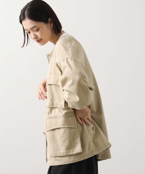 Gready Brilliant（グレディブリリアン）の「レザー衿付ツイルジャケット（その他アウター・レディース・ベージュ/ブラック・38）」の17枚目の写真