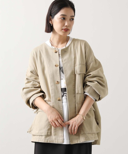 Gready Brilliant（グレディブリリアン）の「レザー衿付ツイルジャケット（その他アウター・レディース・ベージュ/ブラック・38）」の19枚目の写真