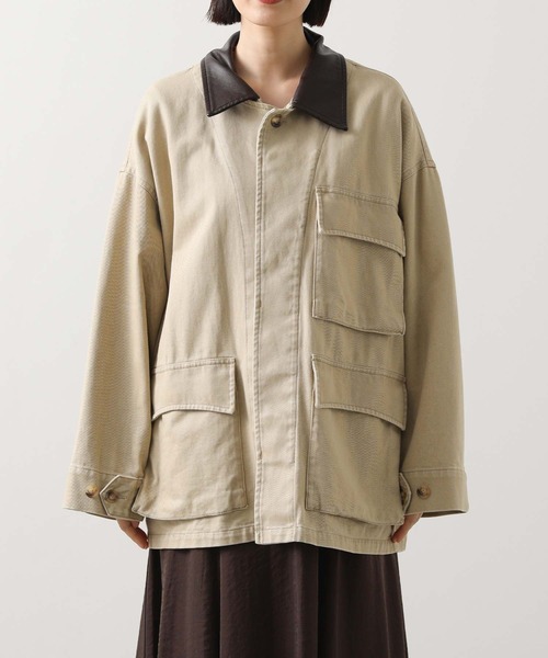 Gready Brilliant（グレディブリリアン）の「レザー衿付ツイルジャケット（その他アウター・レディース・ベージュ/ブラック・38）」の20枚目の写真