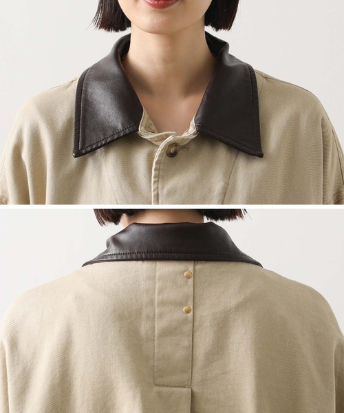 Gready Brilliant（グレディブリリアン）の「レザー衿付ツイルジャケット（その他アウター・レディース・ベージュ/ブラック・38）」の22枚目の写真