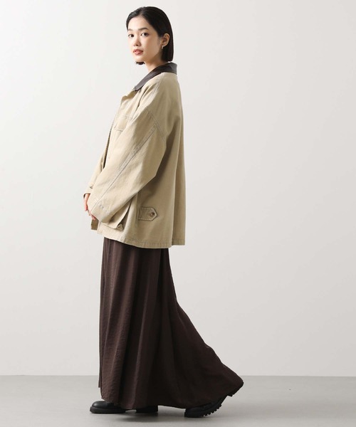 Gready Brilliant（グレディブリリアン）の「レザー衿付ツイルジャケット（その他アウター・レディース・ベージュ/ブラック・38）」の5枚目の写真