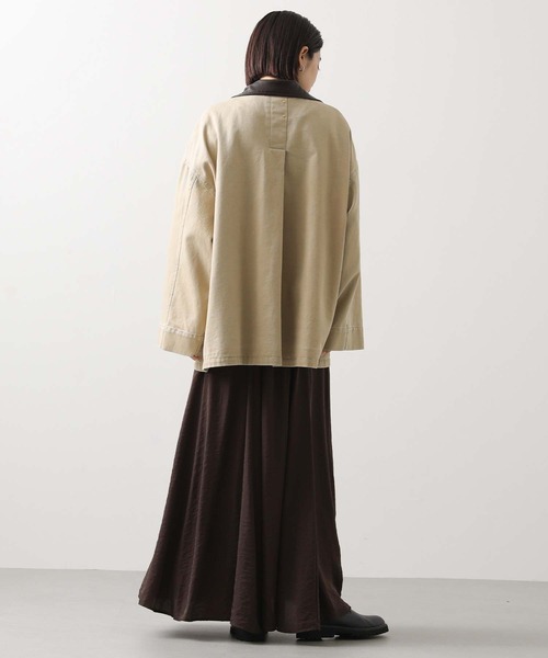 Gready Brilliant（グレディブリリアン）の「レザー衿付ツイルジャケット（その他アウター・レディース・ベージュ/ブラック・38）」の6枚目の写真