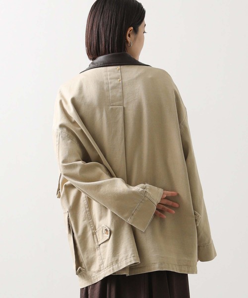 Gready Brilliant（グレディブリリアン）の「レザー衿付ツイルジャケット（その他アウター・レディース・ベージュ/ブラック・38）」の10枚目の写真