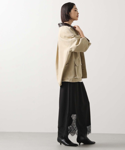 Gready Brilliant（グレディブリリアン）の「レザー衿付ツイルジャケット（その他アウター・レディース・ベージュ/ブラック・38）」の13枚目の写真