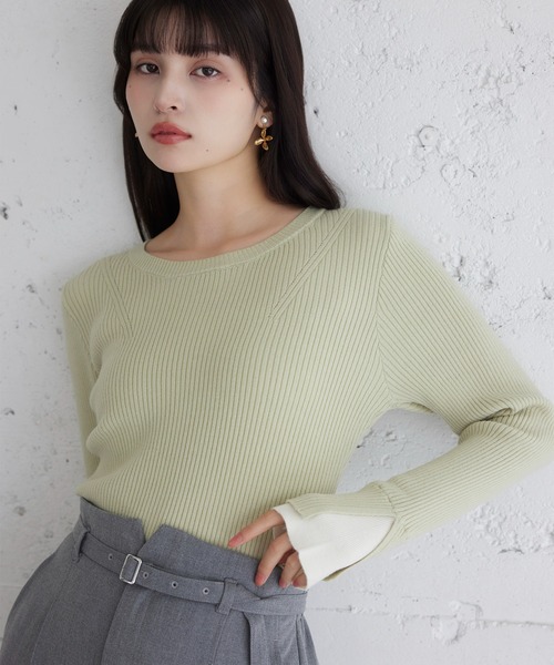 配色ダブルスリーブリブニット（ニット/セーター）｜VIS（ビス）の