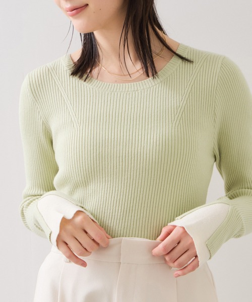 配色ダブルスリーブリブニット（ニット/セーター）｜VIS（ビス）の