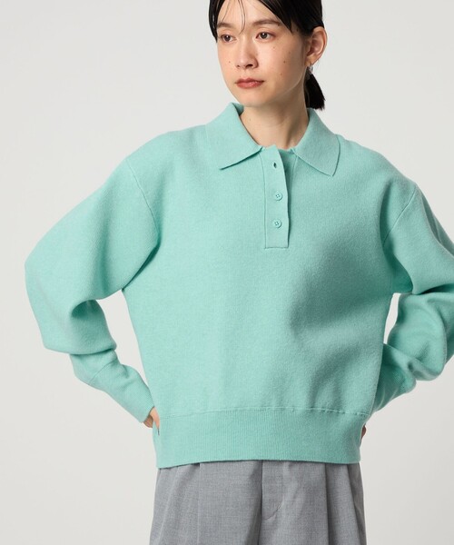 CITEN（シテン）の「＜CITEN＞スウェットライクポロニット（ニット/セーター・レディース・ライトブルー/オレンジ/ライトグレー・FREE）」の2枚目の写真