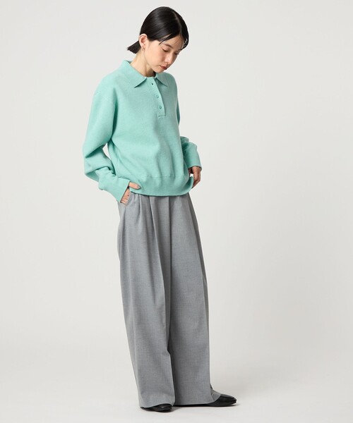 CITEN（シテン）の「＜CITEN＞スウェットライクポロニット（ニット/セーター・レディース・ライトブルー/オレンジ/ライトグレー・FREE）」の6枚目の写真