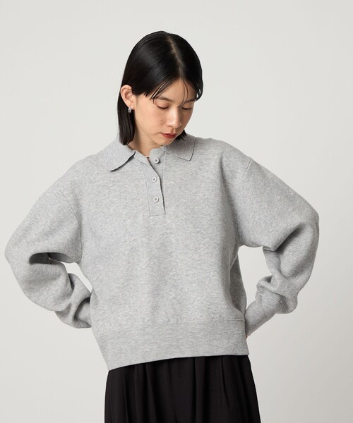 CITEN（シテン）の「＜CITEN＞スウェットライクポロニット（ニット/セーター・レディース・ライトブルー/オレンジ/ライトグレー・FREE）」の4枚目の写真