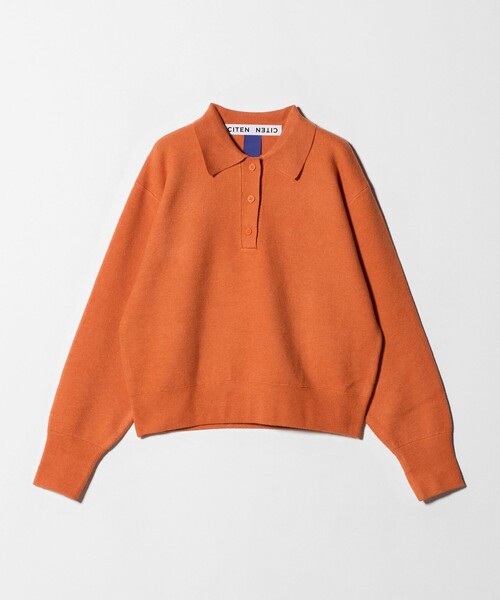 CITEN（シテン）の「＜CITEN＞スウェットライクポロニット（ニット/セーター・レディース・ライトブルー/オレンジ/ライトグレー・FREE）」の7枚目の写真