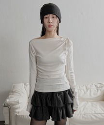 UNE MANSION | ストリングリボンルーズフィットネックサイドシャーリングカットソー(Tシャツ/カットソー)