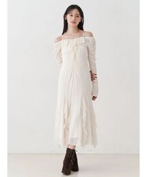 MERCURYDUO | チュールラッフルヘムワンピース(ワンピース)