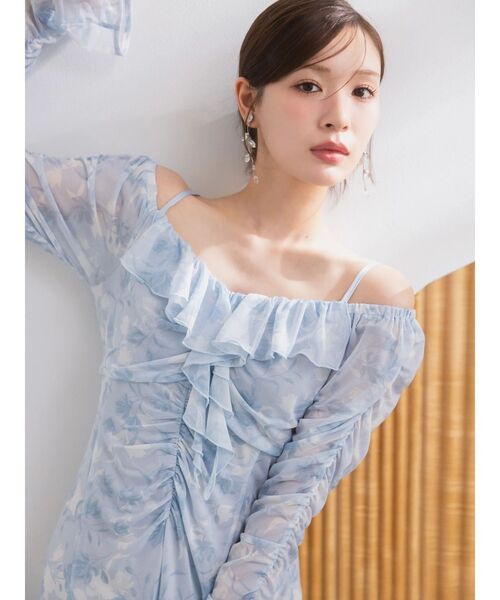 MERCURYDUO（マーキュリーデュオ）の「チュールラッフルヘムワンピース（ワンピース・レディース・ピンク/ブラウン/ブルー/アイボリー・SMALL/MEDIUM）」の9枚目の写真