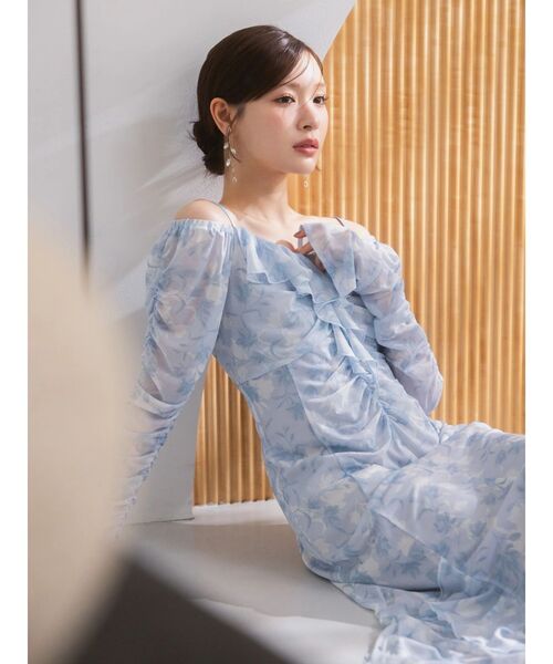 MERCURYDUO（マーキュリーデュオ）の「チュールラッフルヘムワンピース（ワンピース・レディース・ピンク/ブラウン/ブルー/アイボリー・SMALL/MEDIUM）」の11枚目の写真