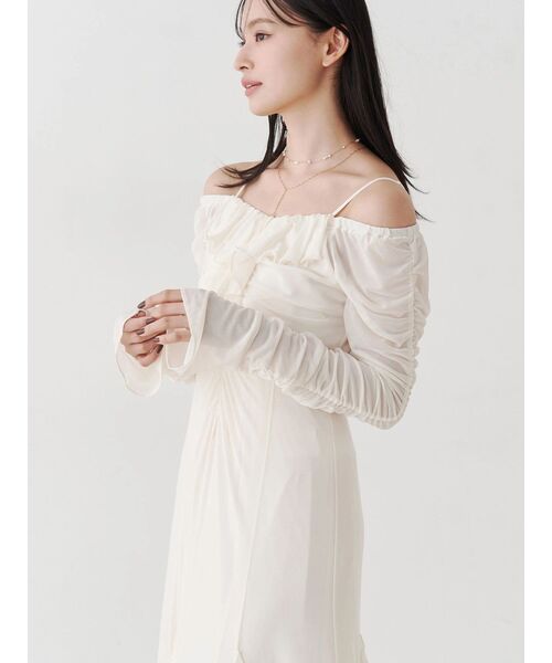 MERCURYDUO（マーキュリーデュオ）の「チュールラッフルヘムワンピース（ワンピース・レディース・ピンク/ブラウン/ブルー/アイボリー・SMALL/MEDIUM）」の17枚目の写真