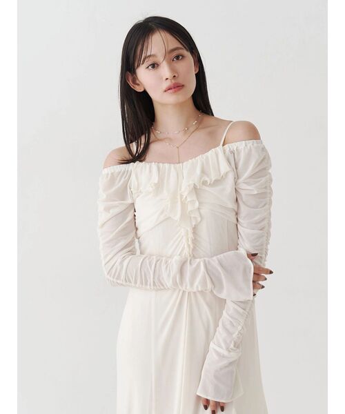 MERCURYDUO（マーキュリーデュオ）の「チュールラッフルヘムワンピース（ワンピース・レディース・ピンク/ブラウン/ブルー/アイボリー・SMALL/MEDIUM）」の18枚目の写真