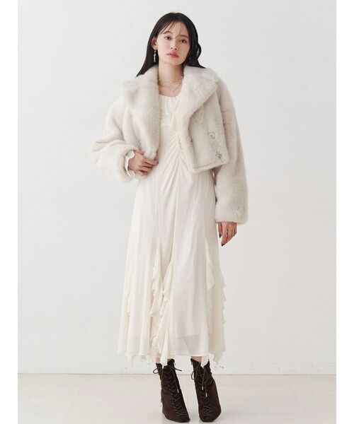 MERCURYDUO（マーキュリーデュオ）の「チュールラッフルヘムワンピース（ワンピース・レディース・ピンク/ブラウン/ブルー/アイボリー・SMALL/MEDIUM）」の19枚目の写真