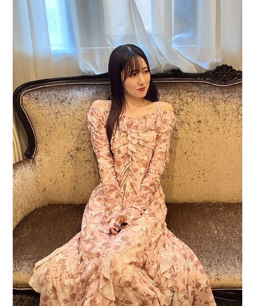 MERCURYDUO(マーキュリーデュオ)の「チュールラッフルヘムワンピース(ワンピース・レディース・ピンク/ブラウン/ブルー/アイボリー・SMALL/MEDIUM)」の12枚目の写真