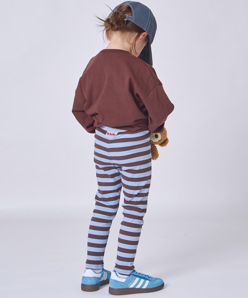 pairmanon（ペアマノン）の「ユニセックス カラーボーダー 10分丈 リブレギンス（レギンス/スパッツ・キッズ・ブルー/グリーン/ピンク・120/130/110/80/100/90）」の3枚目の写真