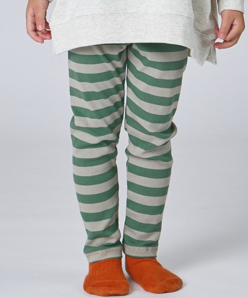 pairmanon（ペアマノン）の「ユニセックス カラーボーダー 10分丈 リブレギンス（レギンス/スパッツ・キッズ・ブルー/グリーン/ピンク・120/130/110/80/100/90）」の2枚目の写真