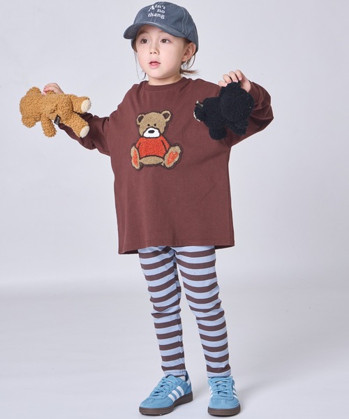 pairmanon（ペアマノン）の「ユニセックス カラーボーダー 10分丈 リブレギンス（レギンス/スパッツ・キッズ・ブルー/グリーン/ピンク・120/130/110/80/100/90）」の4枚目の写真