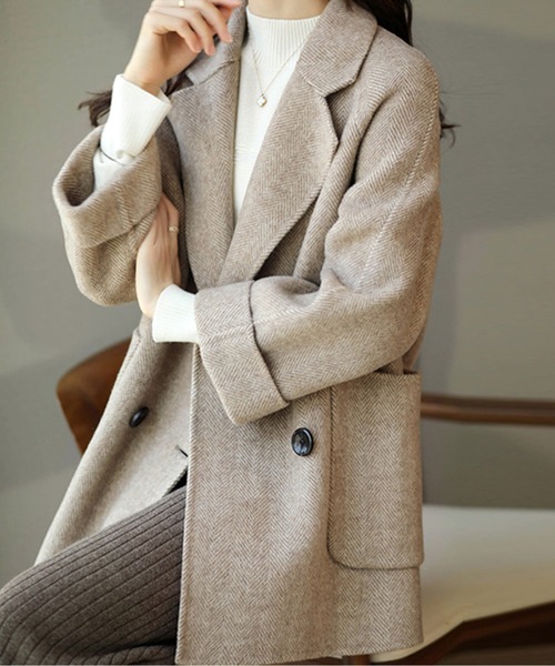 ヘリンボーンダブルジャケットコート（その他アウター）｜CHUL（チュル