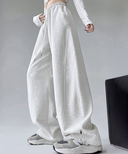 Miniministore（ミニミニストア）の「スウェットパンツ レディースワイドパンツ（スウェットパンツ・レディース・ブラック/チャコールグレー/グレー/ライトグレー/ホワイト/ベージュ・FREE）」の5枚目の写真