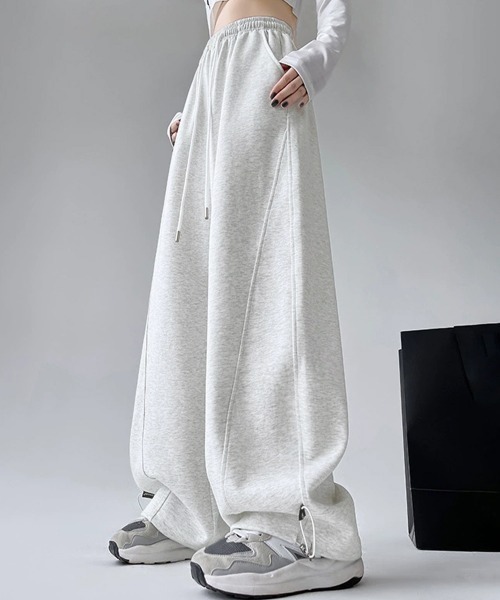 Miniministore（ミニミニストア）の「スウェットパンツ レディースワイドパンツ（スウェットパンツ・レディース・ブラック/チャコールグレー/グレー/ライトグレー/ホワイト/ベージュ・FREE）」の7枚目の写真