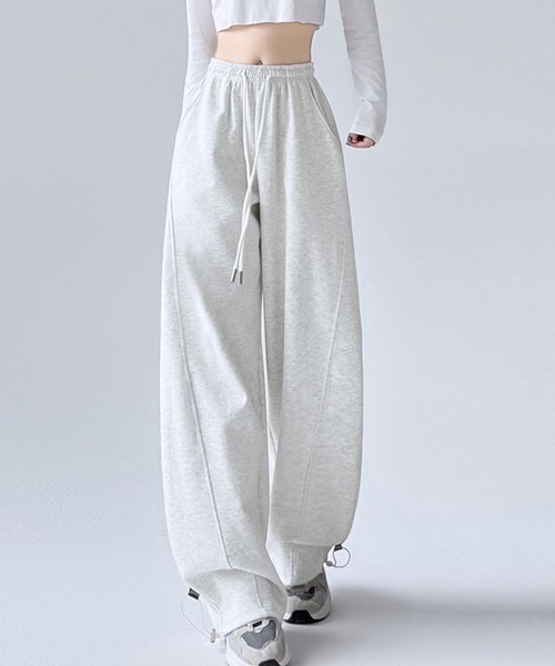 Miniministore（ミニミニストア）の「スウェットパンツ レディースワイドパンツ（スウェットパンツ・レディース・ブラック/チャコールグレー/グレー/ライトグレー/ホワイト/ベージュ・FREE）」の8枚目の写真