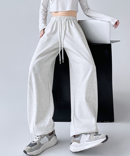 Miniministore（ミニミニストア）の「スウェットパンツ レディースワイドパンツ（スウェットパンツ・レディース・ブラック/チャコールグレー/グレー/ライトグレー/ホワイト/ベージュ・FREE）」の9枚目の写真