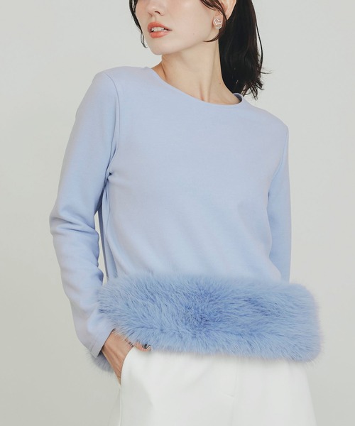 PICCIN PERLA(ピッチンペルラ)の「裾フェイクファー切り替えプルオーバー(Tシャツ/カットソー・レディース・オフホワイト/サックスブルー/ブラック・M)」の3枚目の写真
