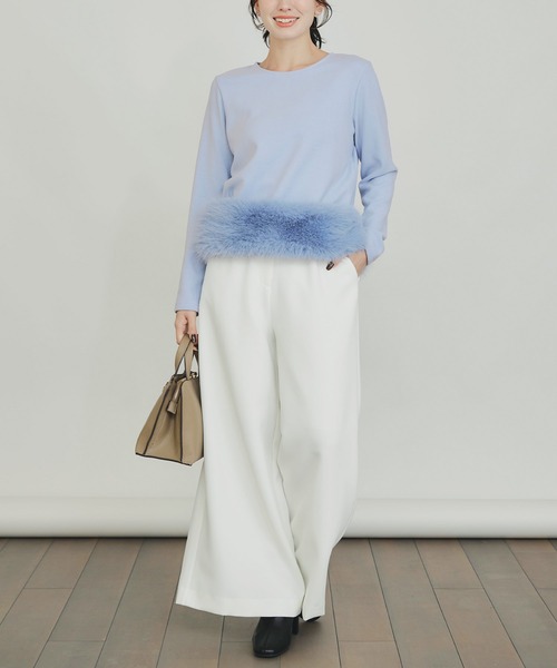 PICCIN PERLA(ピッチンペルラ)の「裾フェイクファー切り替えプルオーバー(Tシャツ/カットソー・レディース・オフホワイト/サックスブルー/ブラック・M)」の17枚目の写真