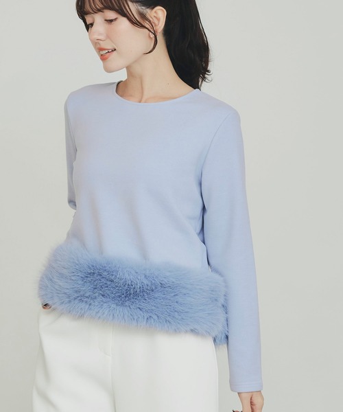 PICCIN PERLA(ピッチンペルラ)の「裾フェイクファー切り替えプルオーバー(Tシャツ/カットソー・レディース・オフホワイト/サックスブルー/ブラック・M)」の18枚目の写真