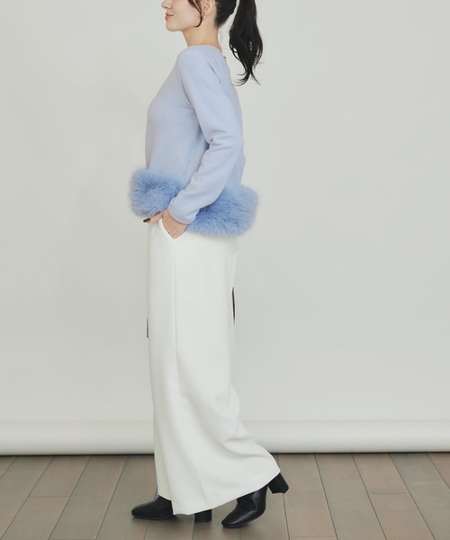 PICCIN PERLA(ピッチンペルラ)の「裾フェイクファー切り替えプルオーバー(Tシャツ/カットソー・レディース・オフホワイト/サックスブルー/ブラック・M)」の16枚目の写真