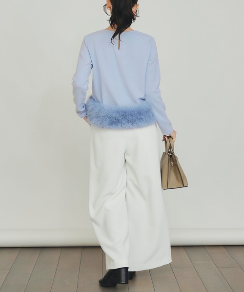 PICCIN PERLA(ピッチンペルラ)の「裾フェイクファー切り替えプルオーバー(Tシャツ/カットソー・レディース・オフホワイト/サックスブルー/ブラック・M)」の15枚目の写真