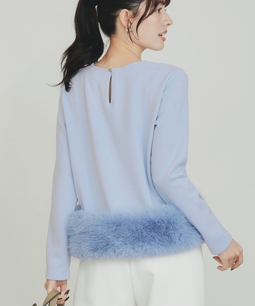 PICCIN PERLA(ピッチンペルラ)の「裾フェイクファー切り替えプルオーバー(Tシャツ/カットソー・レディース・オフホワイト/サックスブルー/ブラック・M)」の19枚目の写真